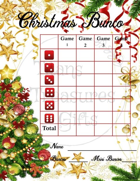 Free Christmas Bunco Score Sheets Printable